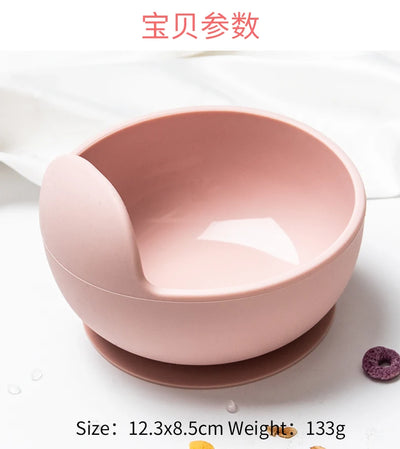 סט האכלה מסיליקון עם קערת ואקום וכפית לתינוק