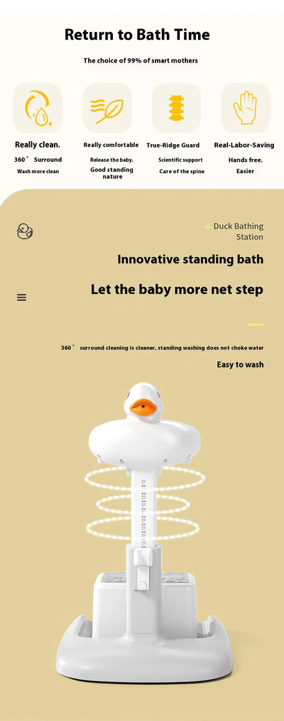 מגדל אמבטיה לתינוק מתקפל עם גובה מתכוונן ובסיס מונע החלקה
