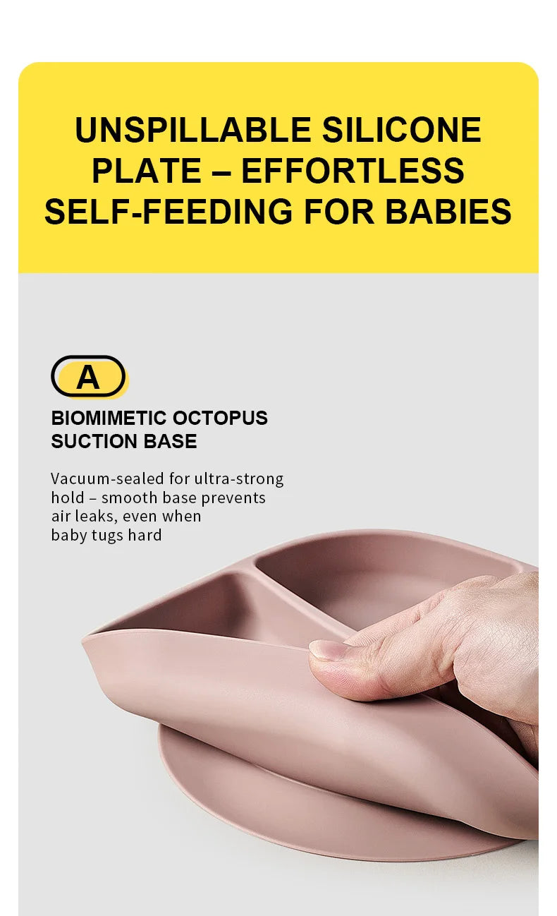 צלחת סיליקון עם ואקום לתינוקות – בטוחה וללא BPA