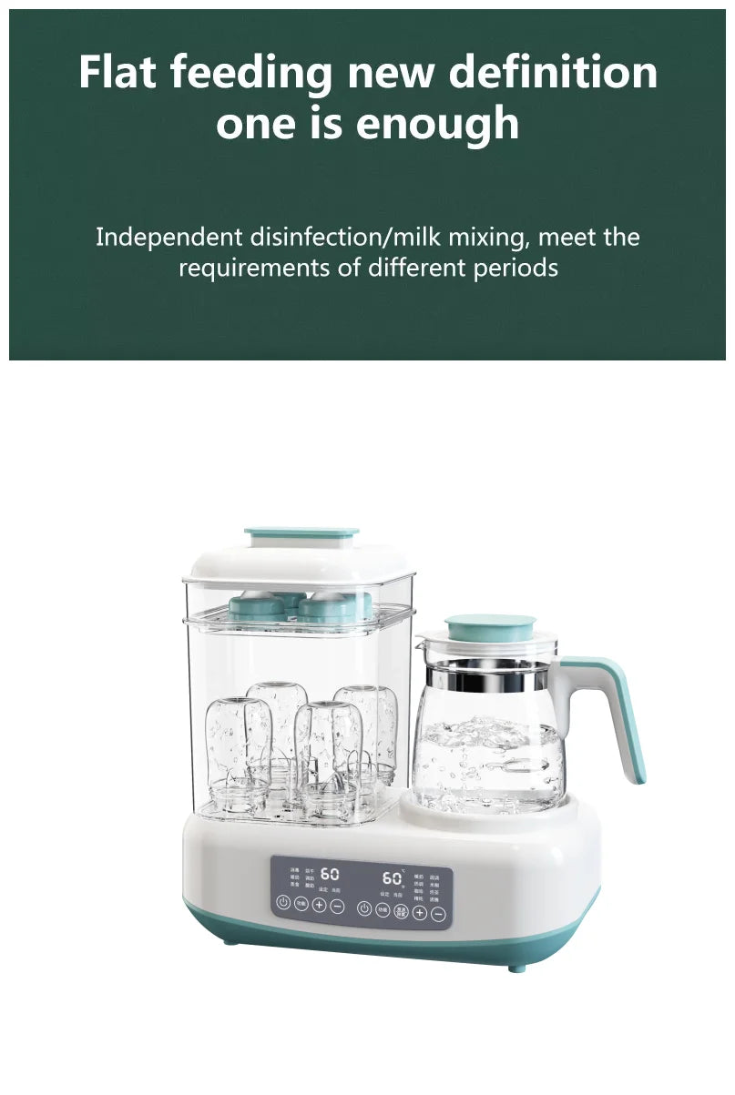 מחמם בקבוקים משולב עם סטריליזטור קיטור ודוד מים רב-תכליתי