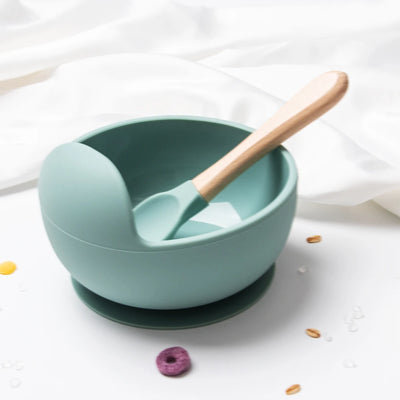 סט האכלה מסיליקון עם קערת ואקום וכפית לתינוק